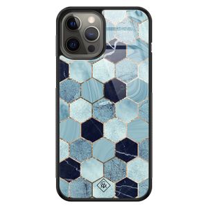 iPhone 12 Pro Max glazen hardcase - Blue cubes