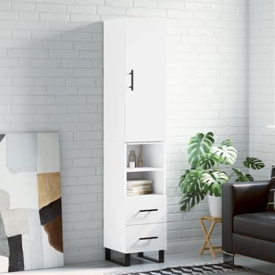 Hoge kast 34,5x34x180 cm bewerkt hout wit