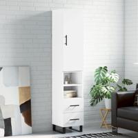 Hoge kast 34,5x34x180 cm bewerkt hout wit