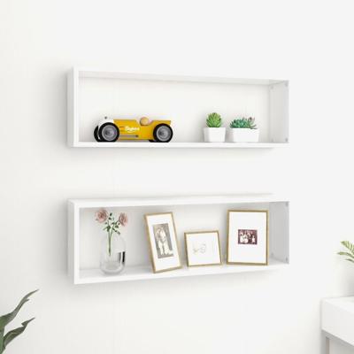 Wandschappen kubus 2 st 80x15x26,5 cm bewerkt hout wit