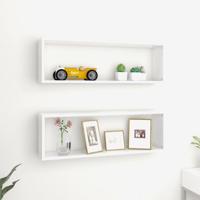 Wandschappen kubus 2 st 80x15x26,5 cm bewerkt hout wit