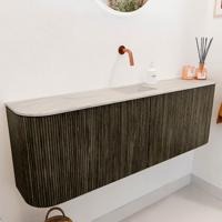 Toiletmeubel Mondiaz Joya Dlux | 123.2 cm | Meubelkleur Shadow | Faye wastafel Ostra Wasbak Midden | Zonder kraangat(en)