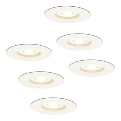 Set van 6 Bari LED Inbouwspots - 5 Watt 400 lumen - 4000K neutraal wit - GU10 - Dimbaar - Rond - IP65 Waterdicht - Wit - Voor binnen, buiten en badkamer