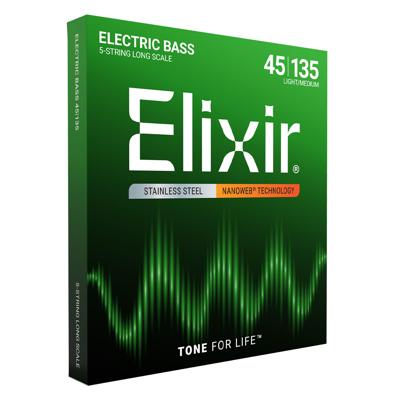 Elixir 14782 Nanoweb Gecoate Stainless Steel Bassnaren 5-Snarig (45-135) Elixir 14782 Nanoweb Gecoate Stainless Steel Bassnaren 5-Snarig (45-135)