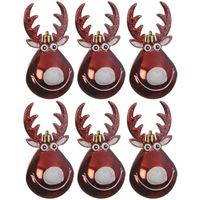 6x Kersthangers figuurtjes rendier Rudolph kerst rood 11 cm - thumbnail