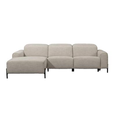 Leen Bakker - Hoekbank Dave Links - Elektrisch Verstelbaar - Pure - Licht - Stof - Grijs - 172x275x79 Cm