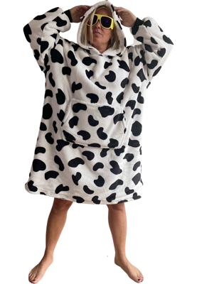 Plaid met mouwen - fleece - koeienprint - Badrock