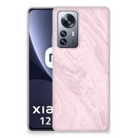 Xiaomi 12 Pro TPU Siliconen Hoesje Marble Pink - Origineel Cadeau Vriendin