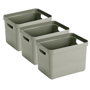 Sunware Opbergbox Sigma - 3x - kunststof - lichtgroen - 18 liter - Opbergbakken/opbergers