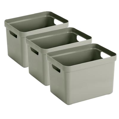 Sunware Opbergbox Sigma - 3x - kunststof - lichtgroen - 18 liter - Opbergbakken/opbergers
