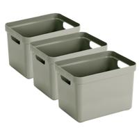 Sunware Opbergbox Sigma - 3x - kunststof - lichtgroen - 18 liter - Opbergbakken/opbergers