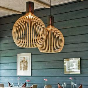 Hanglamp hout &apos;Bois&apos; zwart / blank hout E27 design 45 cm
