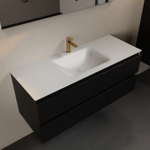 MONDIAZ AIVY 120cm badmeubel Urban, wastafel Talc solid surface midden 1 kraangat met spiegel (AI-351621TALC-SI - AI-M120URMI - AI-S120X70)