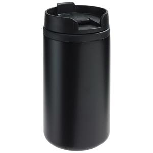 Thermosbeker/warmhoudbeker Koffie To Go - metallic zwart - 290 ml - dubbelwandig - met schroefdop