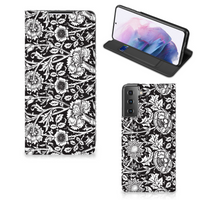 Samsung Galaxy S21 Plus Smart Cover Black Flowers - thumbnail