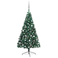 VidaXL Kunstkerstboom met verlichting en kerstballen half 240 cm groen