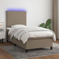 Boxspring met matras en LED stof taupe 90x190 cm