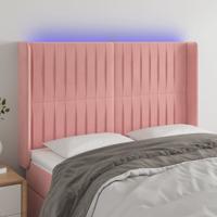 Hoofdbord LED 147x16x118/128 cm fluweel roze