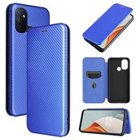 OnePlus Nord N100 Flip Case - Koolstofvezel - Blauw