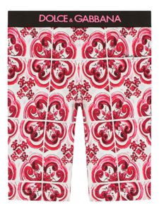 Dolce & Gabbana Kids short de cyclisme à imprimé Majolica - Rouge