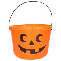 Halloween - pompoen snoepemmertje trick or treat - kunststof - oranje - 12 cm   -