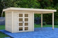Prime Line blokhut 250x250 cm + luifel 300 cm- Plat dak- Onbehandeld vurenhout- Van Kooten - Van Kooten
