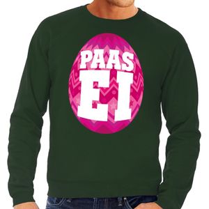 Paas sweater groen met roze ei voor heren