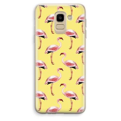 Flamingo's geel: Samsung Galaxy J6 (2018) Transparant Hoesje