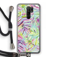 Tropical Palms Blue: Xiaomi Redmi 9 Transparant Hoesje met koord Tropical Palms Blue: Xiaomi Redmi 9 Transparant Hoesje met koord
