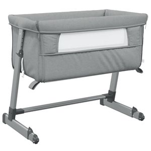 vidaXL Babybed met matras linnen lichtgrijs