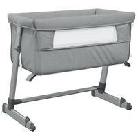 vidaXL Babybed met matras linnen lichtgrijs - thumbnail