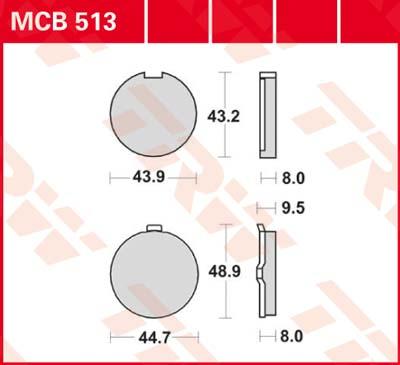 TRW Remblokken, en remschoenen voor de moto, MCB513 Allround organisch