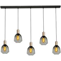 Masterlight 5-lichts hanglamp - goud -Porto met Nicolette green glazen - 2711-05-02-130-5-14