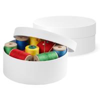 Ronde witte hobby knutsel doos - 2x stuks - dozen van karton - 8.5 x 4 cm - Hoedendoos - cadeauverpa