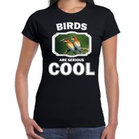 T-shirt birds are serious cool zwart dames - vogels/ bijeneter vogel shirt - thumbnail