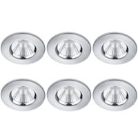 LED Inbouwspots 6-Pack - Dimbaar & Waterdicht IP65 - 5W Warm Wit - Chroom
