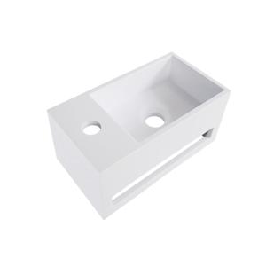 Fontein met Handdoekhouder Wiesbaden Solid Surface (kraangat links) 35.6x20.3x15.9 cm Mat Wit