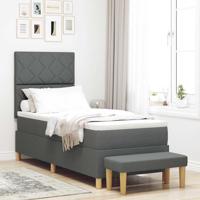 Boxspringbed met Matras & Bank Donkergrijs 80x200 cm Stof