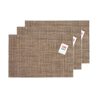 Placemats Hampton - 6x - bruin geweven - PVC - 30 x 45 cm