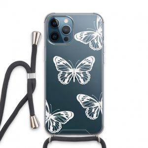 White butterfly: iPhone 13 Pro Max Transparant Hoesje met koord