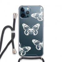 White butterfly: iPhone 13 Pro Max Transparant Hoesje met koord