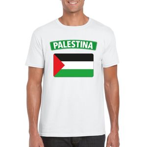 T-shirt met Palestijnse vlag wit heren