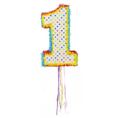 Pinata 1 - gekleurd - 105 x 40 x 9 cm - Leeftijd versiering - 1e verjaardag