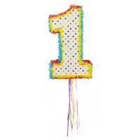 Pinata 1 - gekleurd - 105 x 40 x 9 cm - Leeftijd versiering - 1e verjaardag