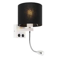 QAZQA Moderne wandlamp wit met zwarte kap - Brescia - thumbnail