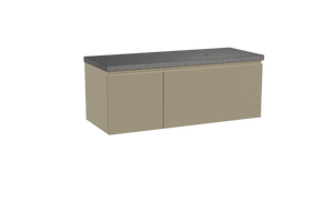 Balmani Sfera zwevend badmeubel 135 x 55 cm dune met Rock asymmetrisch rechtse wastafel in zwart graniet