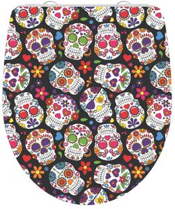 Schutte Duroplast High Gloss WC-bril CRAZY SKULL met soft-close en quick-release
 82586