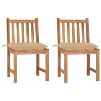 Tuinstoelen 2 st met kussens massief teakhout