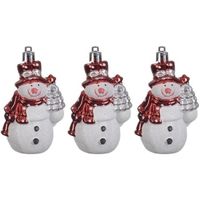 6x Sneeuwpop kerstornamenten kersthangers 8 cm   -