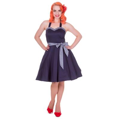 Anita Dress Navy with Gingham Border-32 (NL)/ 6 (UK) | 39% korting Anita Dress Navy with Gingham Border-32 (NL)/ 6 (UK) | 39% korting